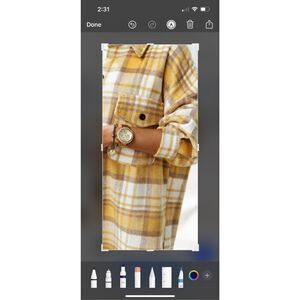 Coldwater Creek 2X Yellow Plaid Shacket Flannel Shirt Jacket Woman’s